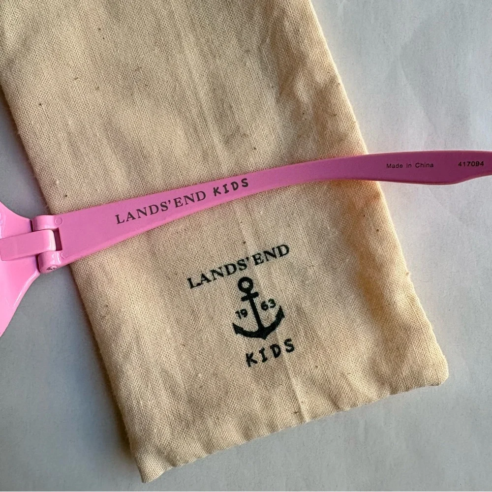 NEW Land’s End toddler girls pink sunglasses 100% UV protection round plastic